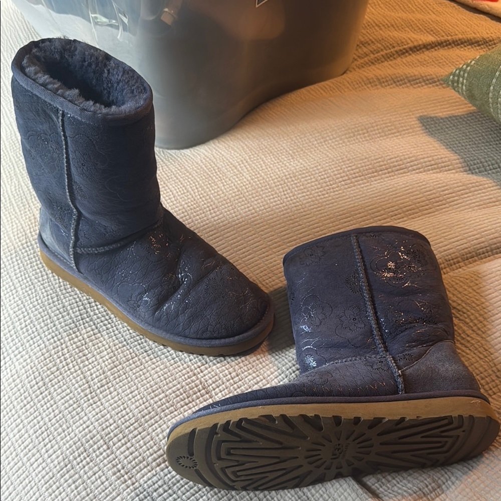 UGG Blue Insulated Mid-Calf Boots Slip-On
